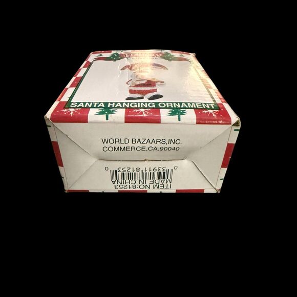 Parachuting, Fiddle playing Santa Ornament World Bazaars Vintage Christmas NOS - Picture 5 of 8